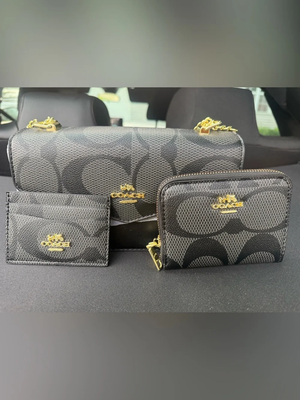 Coach Black Signature Colorblock Envelope Crossbody with Gold Hardware
